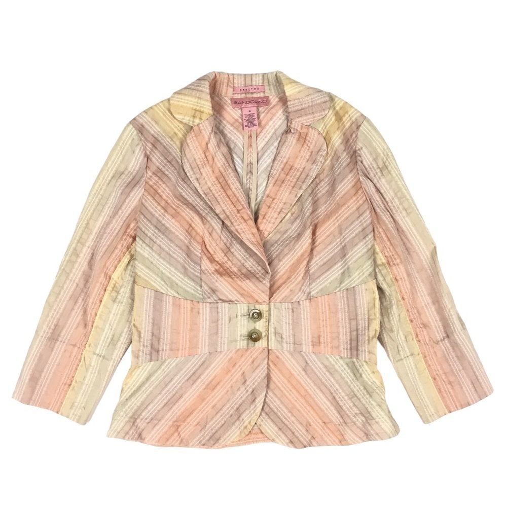 BANDOLINO Jacket Blazer Striped Pastel Chevron Stripe Tie Dye Fairy Ombré Size 8